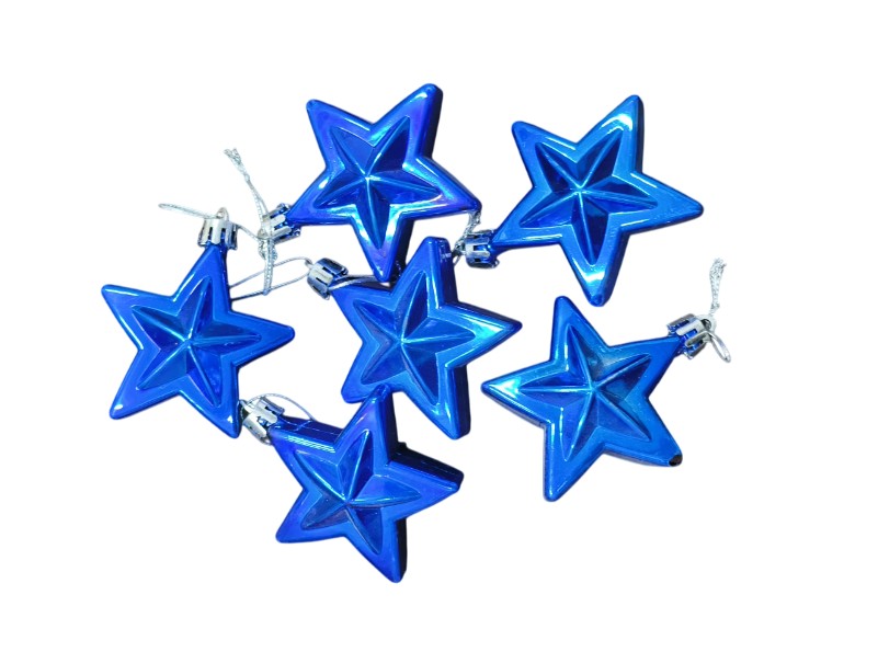 (1 Pkt, 6 Stars) Blue Hanging Star Ornaments