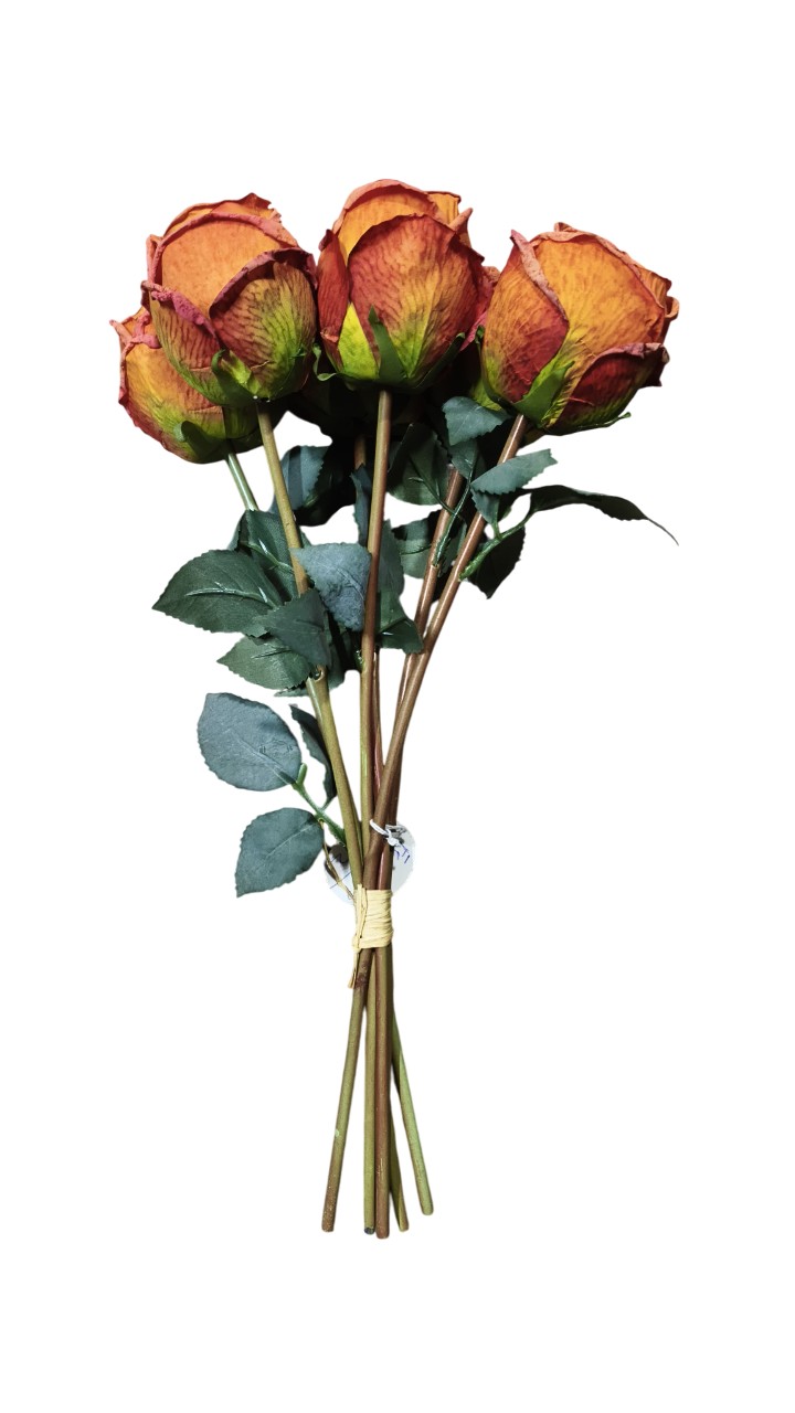 Artificial Dry Rose Flower Sticks (Orange) (Without Pot)