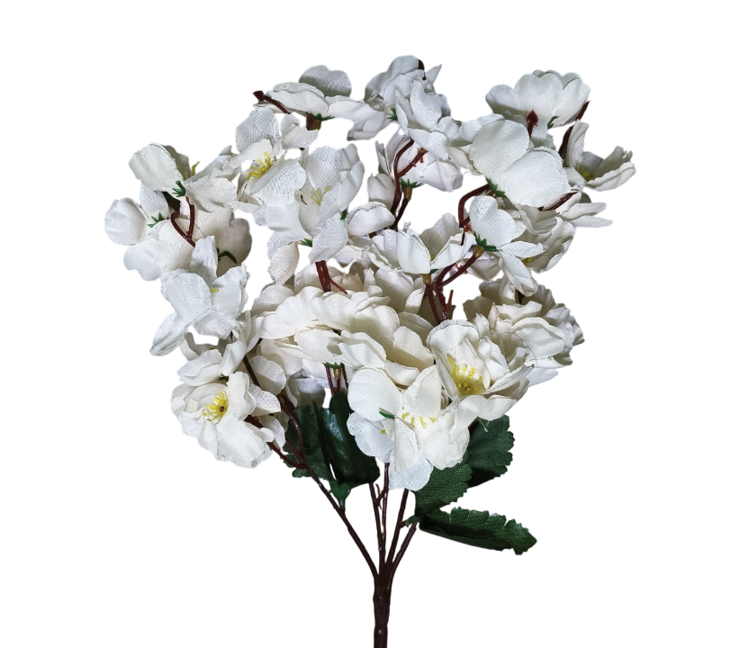 5 Heads Artificial Cherry Blossom Flower Bunches (Off White)