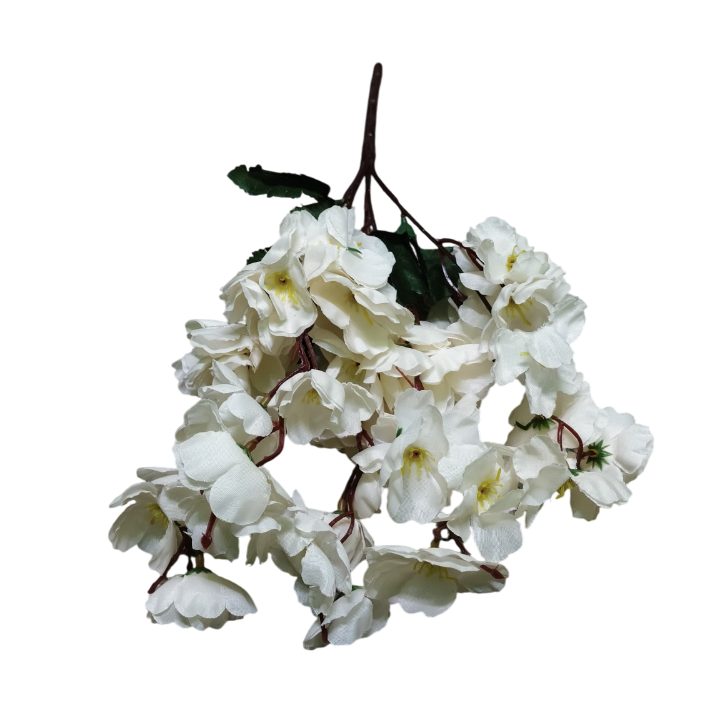 5 Heads Artificial Cherry Blossom Flower Bunches (Off White)