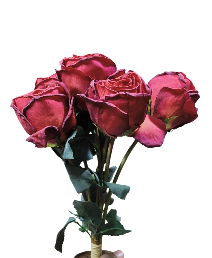 Artificial Dry Rose Flower Sticks (Red) (Without Pot)