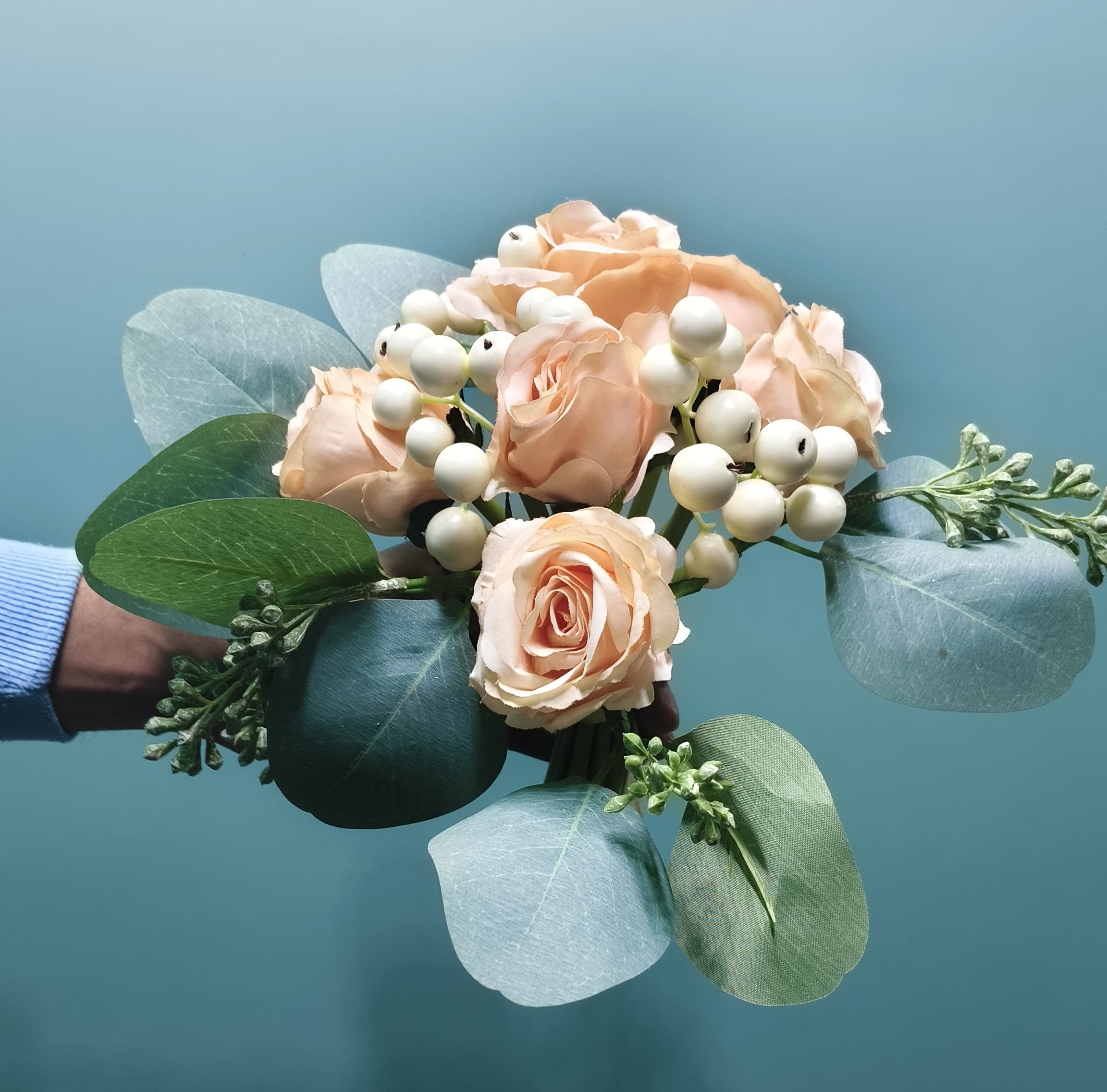 Artificial Rose Flower Bunch (Peach)