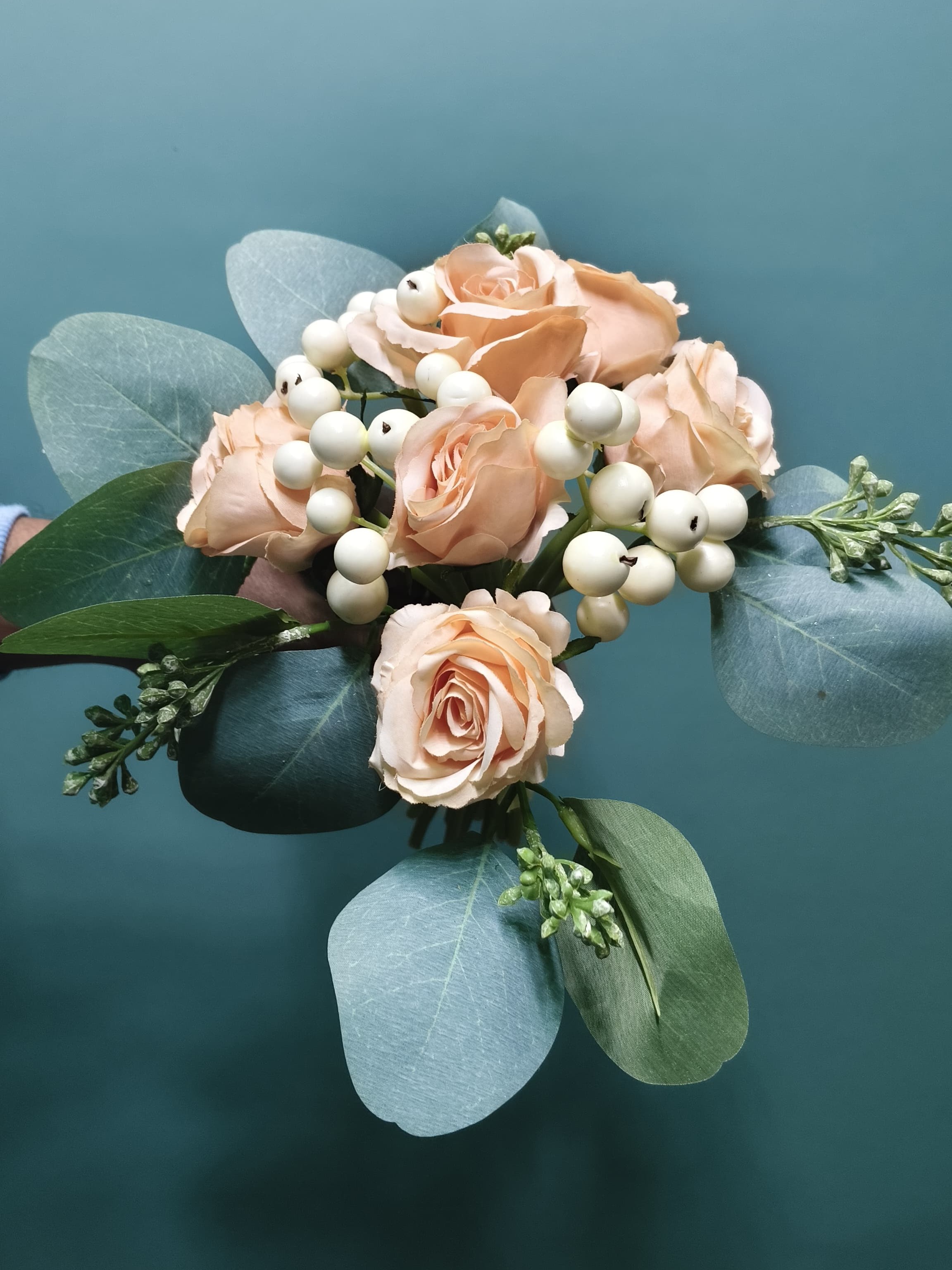 Artificial Rose Flower Bunch (Peach)