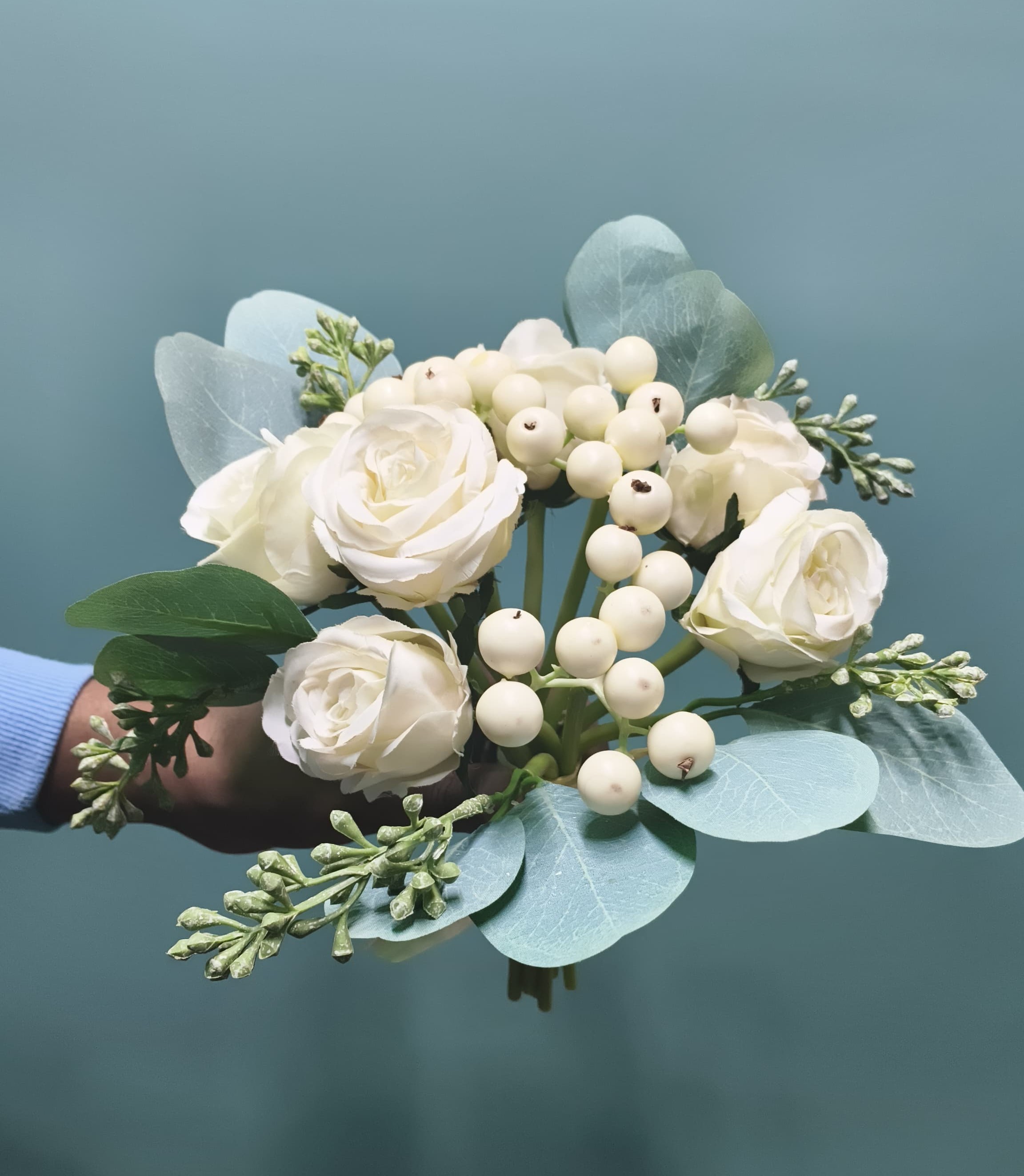 Artificial Rose Flower Bunch (Off White)