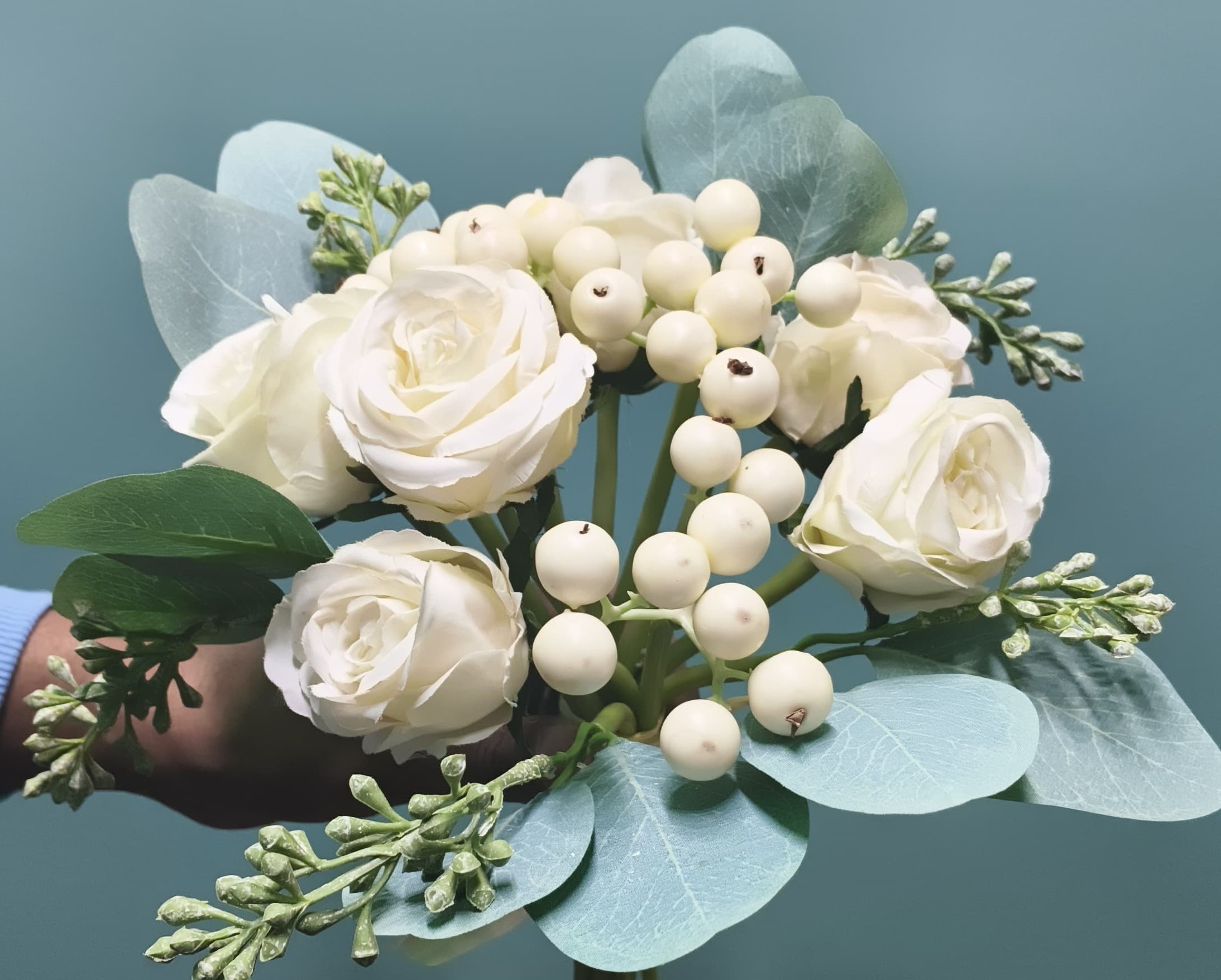 Artificial Rose Flower Bunch (Off White)