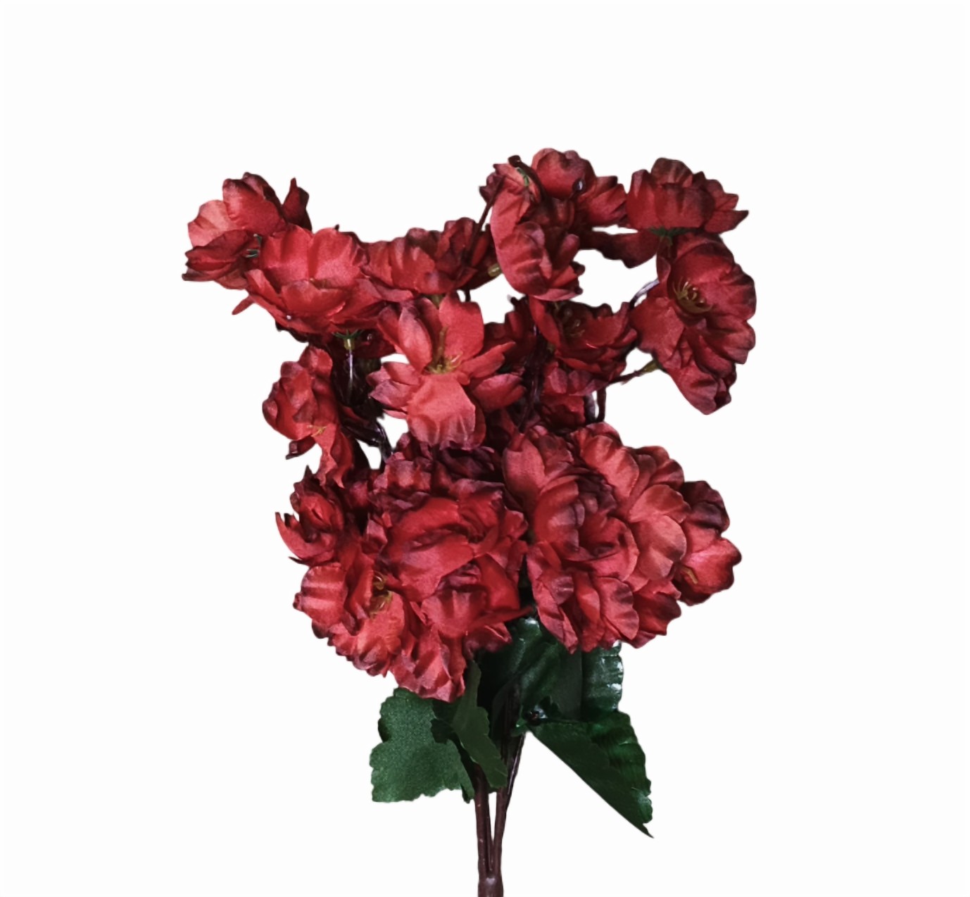 (5 Heads) Artificial Cherry Blossom Flower Bunches (Red)