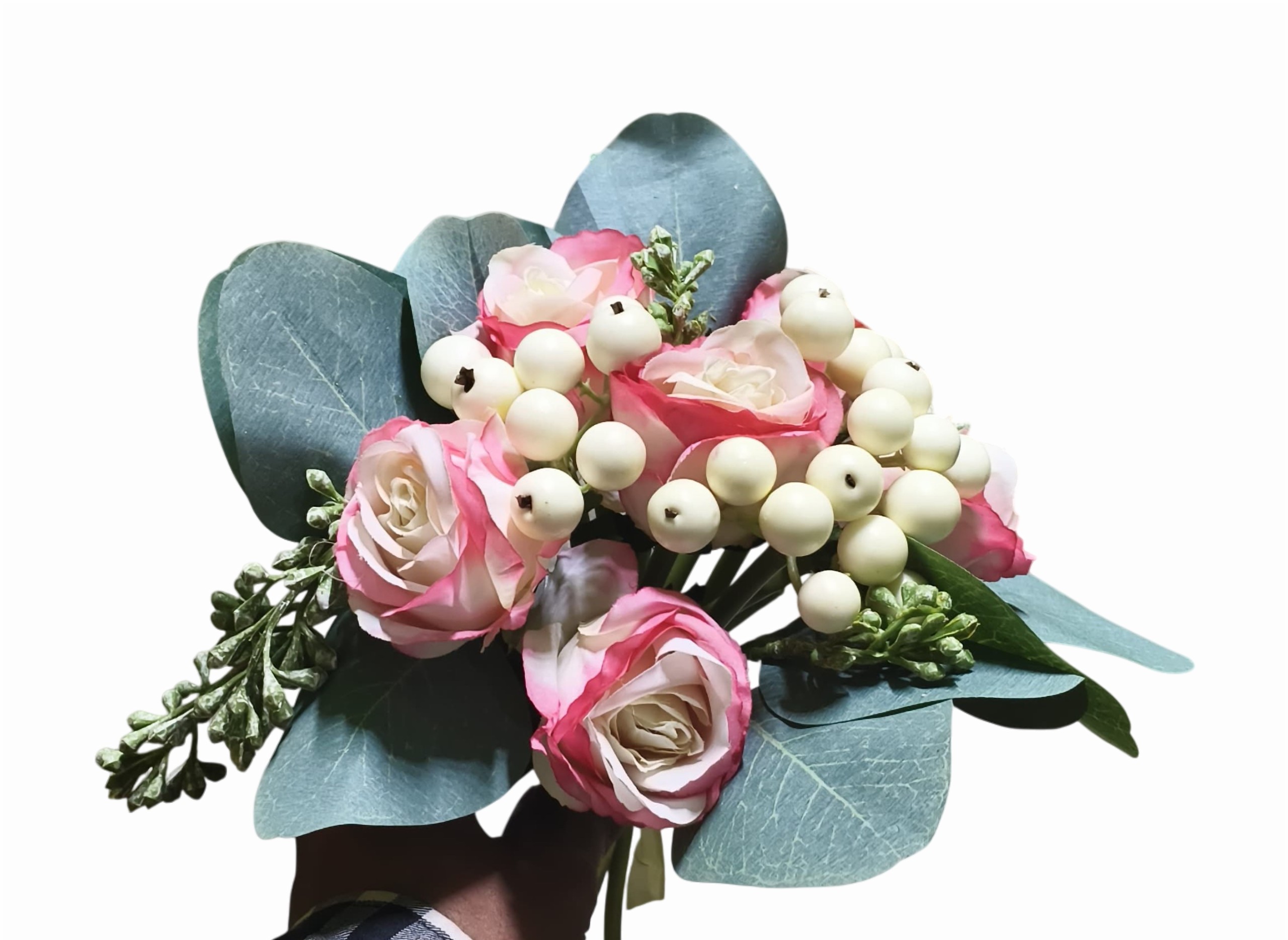 Artificial Rose Flower Bunch (Pink and White)