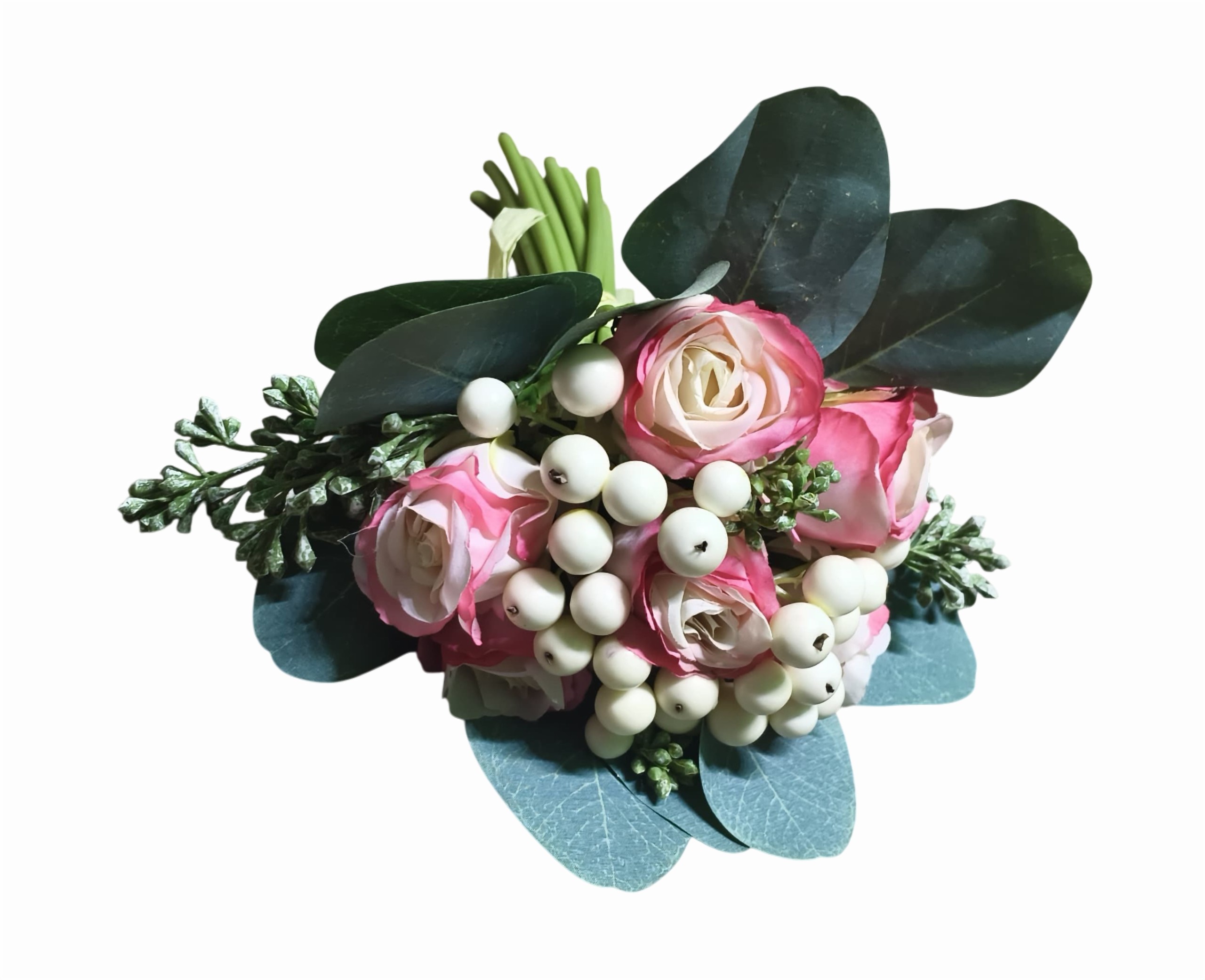 Artificial Rose Flower Bunch (Pink and White)