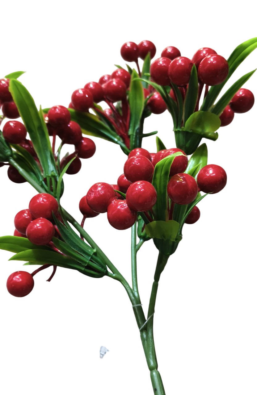 Artificial Berry Stem Stick (Red)
