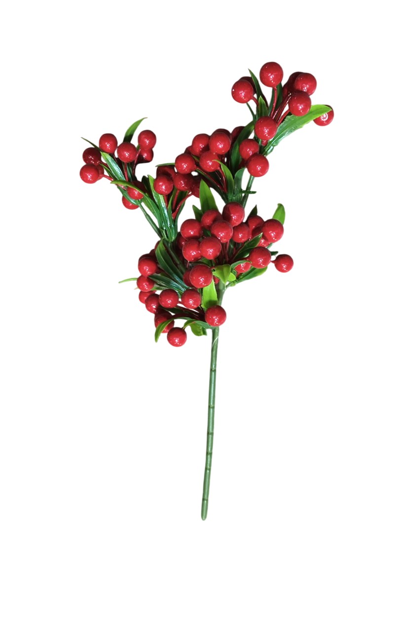 Artificial Berry Stem Stick (Red)