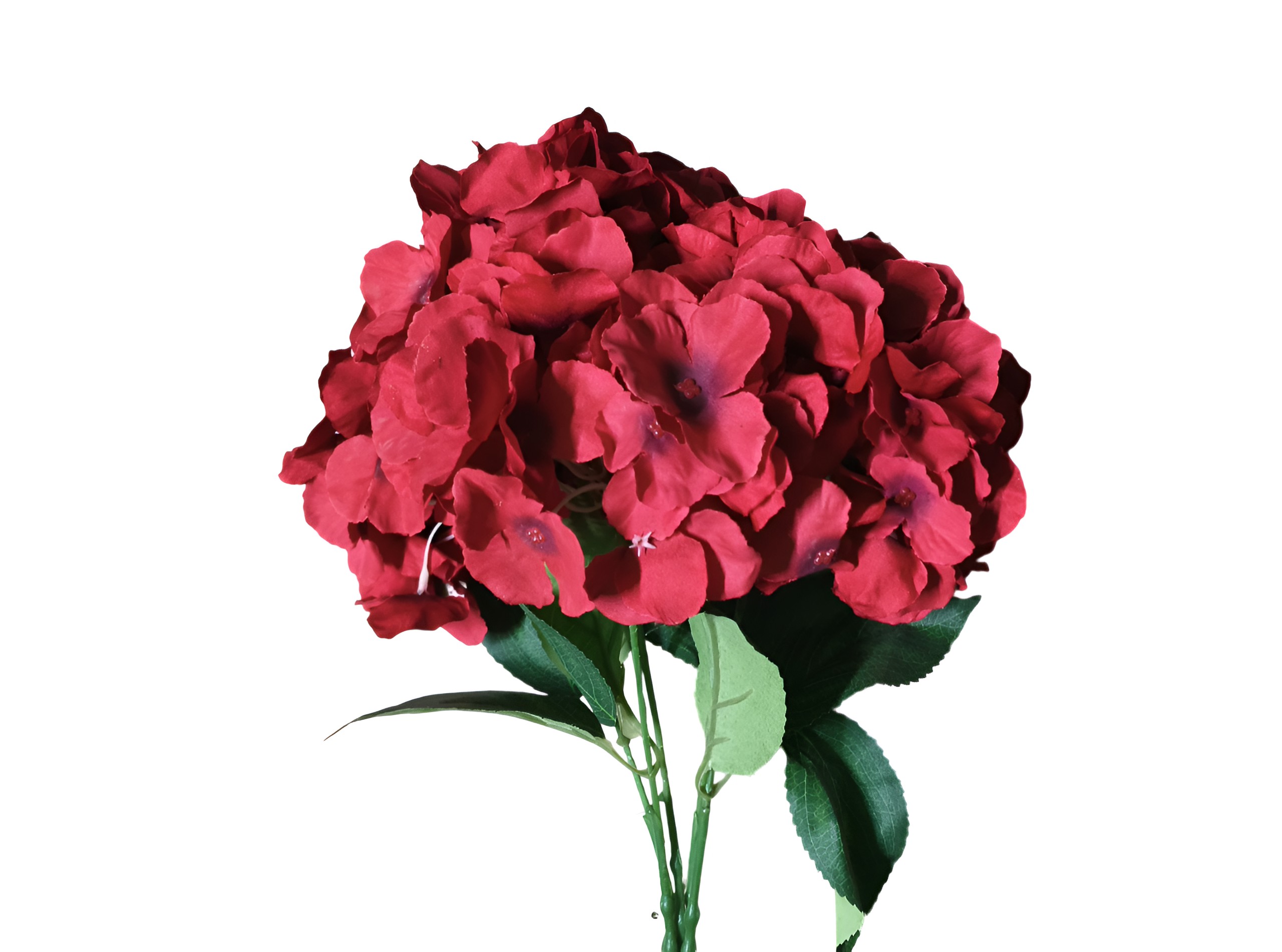 (5 Heads) Artificial Hydrangea Flower Bunch (Red)