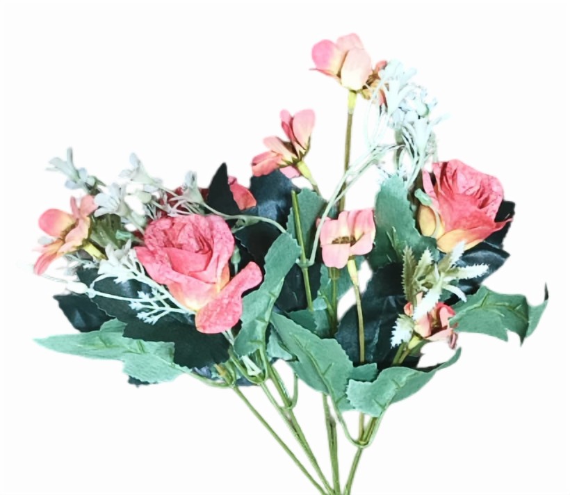 Artificial Rose Flower Bunch (Red)
