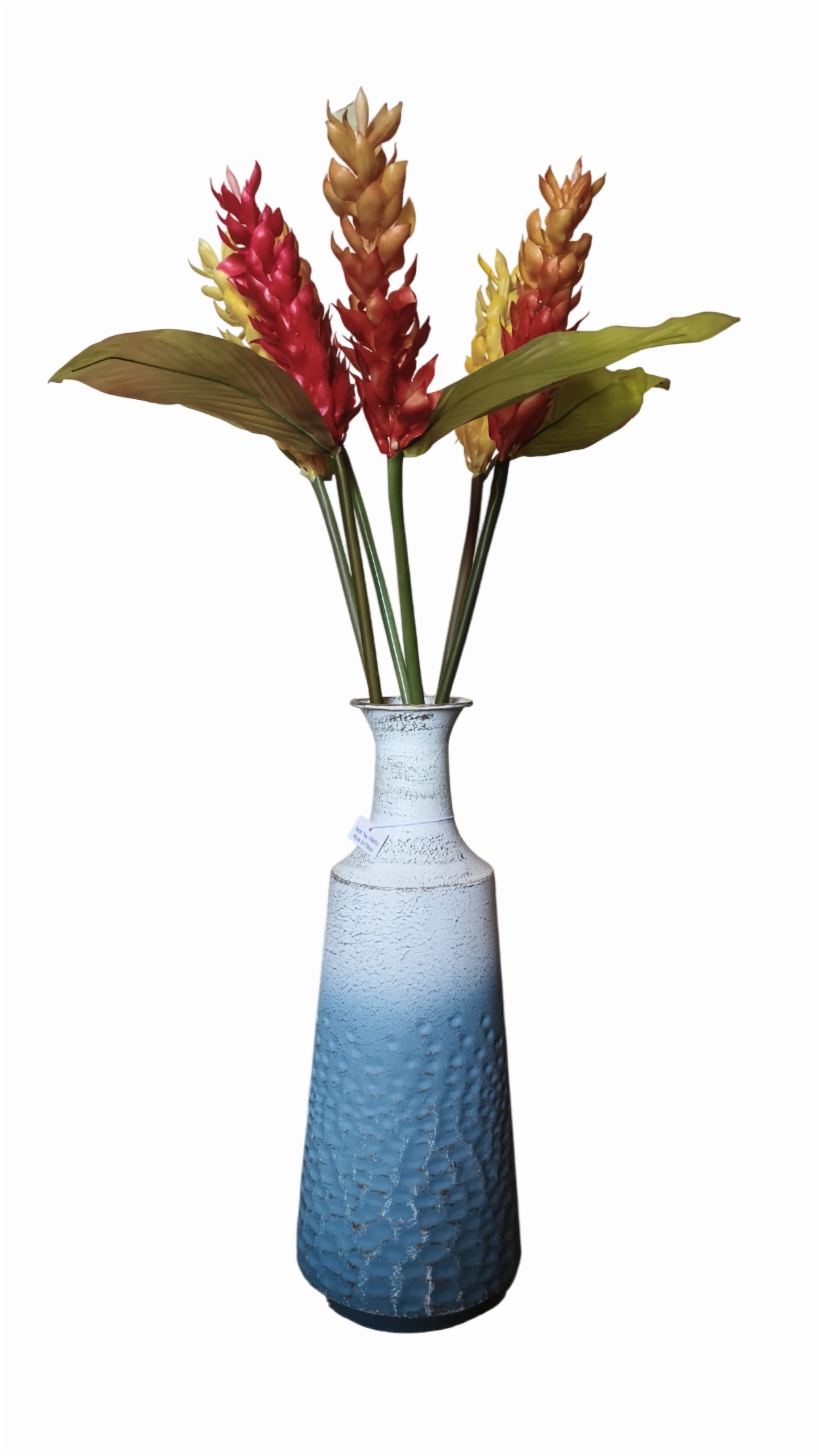Artificial Hollyhock Flower Stick (Red) (Without Pot)