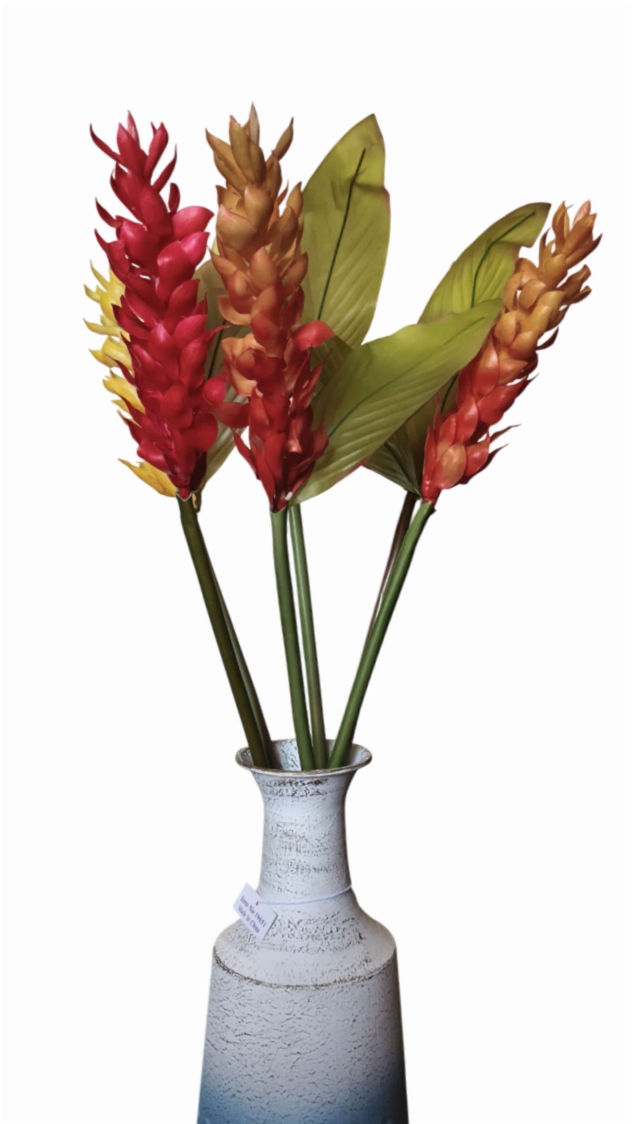 Artificial Hollyhock Flower Stick (Red) (Without Pot)