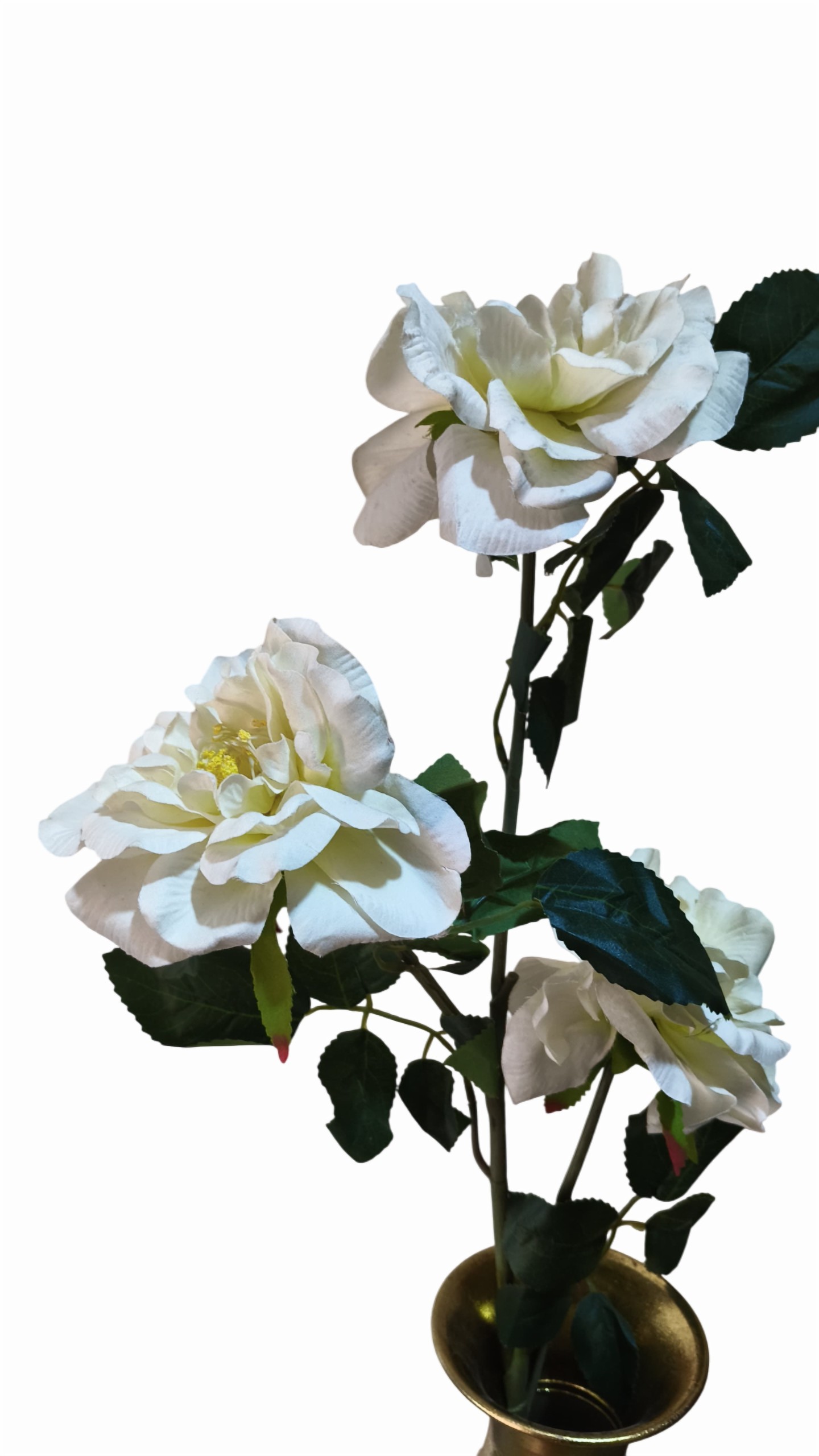 Artificial Rose Flower Stick (Off White) (Without Pot)