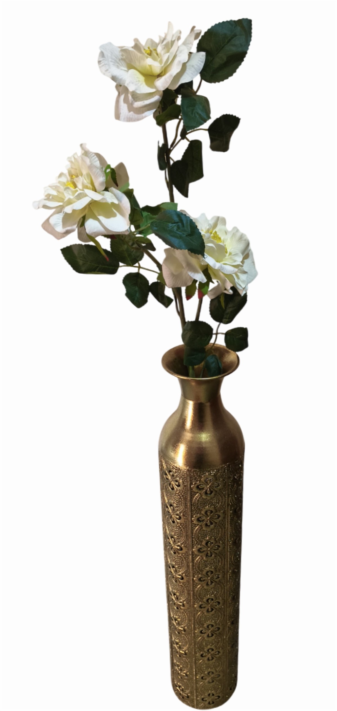 Artificial Rose Flower Stick (Off White) (Without Pot)