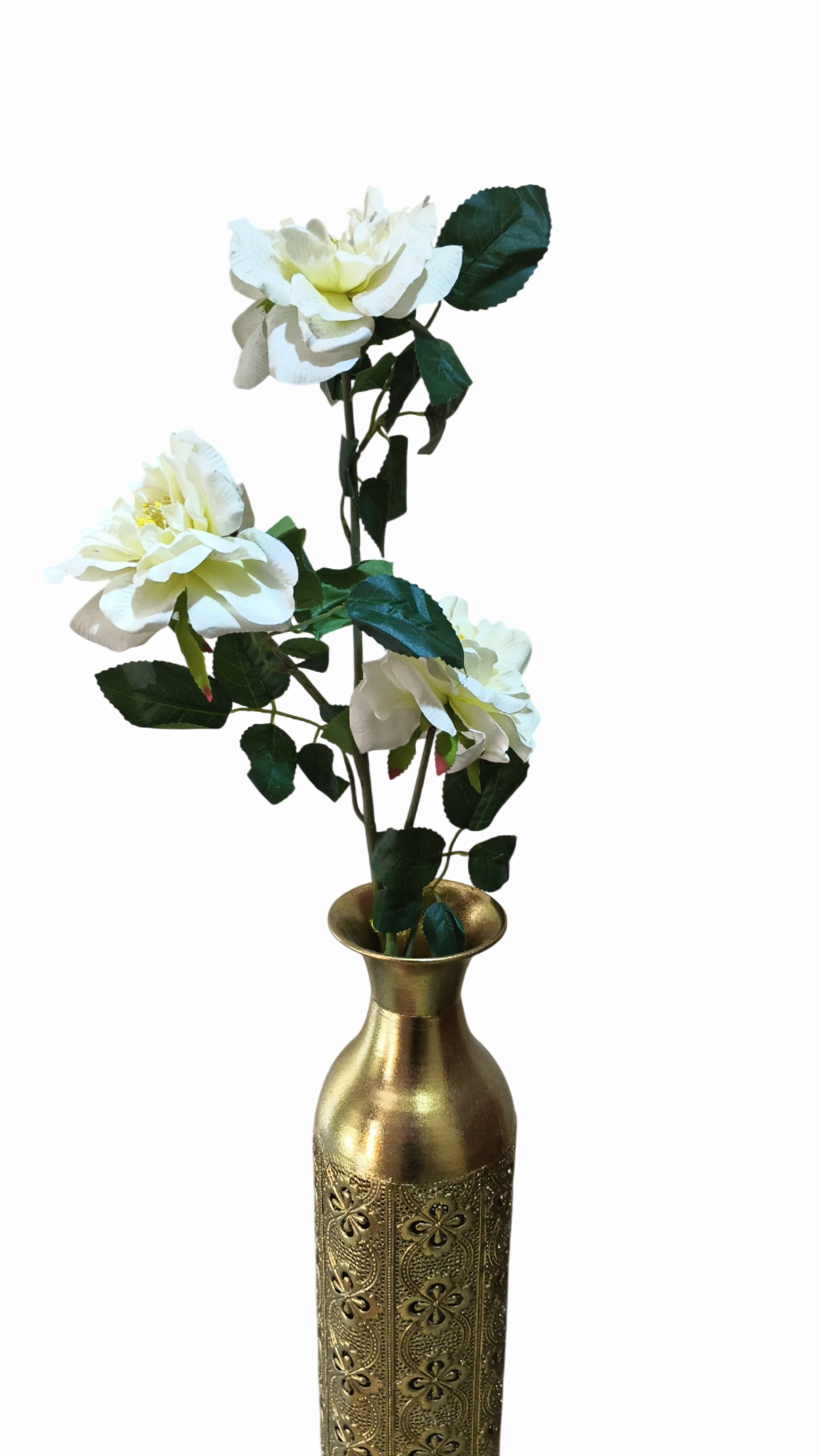 Artificial Rose Flower Stick (Off White) (Without Pot)