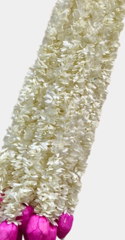 (2.5 Feet, 10 Pcs) Artificial Off White Lotus Buds Jasmine Flower Hanging
