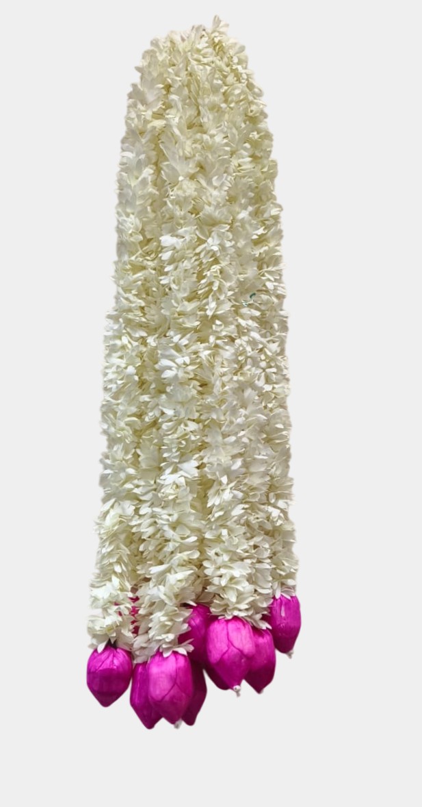 (2.5 Feet, 10 Pcs) Artificial Off White Lotus Buds Jasmine Flower Hanging