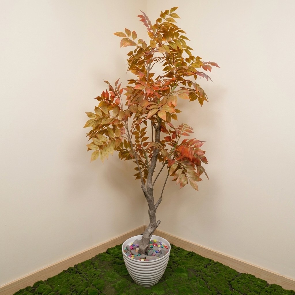 (5 Ft) Artificial Autumn Minimalist Sumac Tree (Orange) (Without Pot)