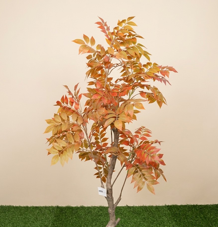 (5 Ft) Artificial Autumn Minimalist Sumac Tree (Orange) (Without Pot)