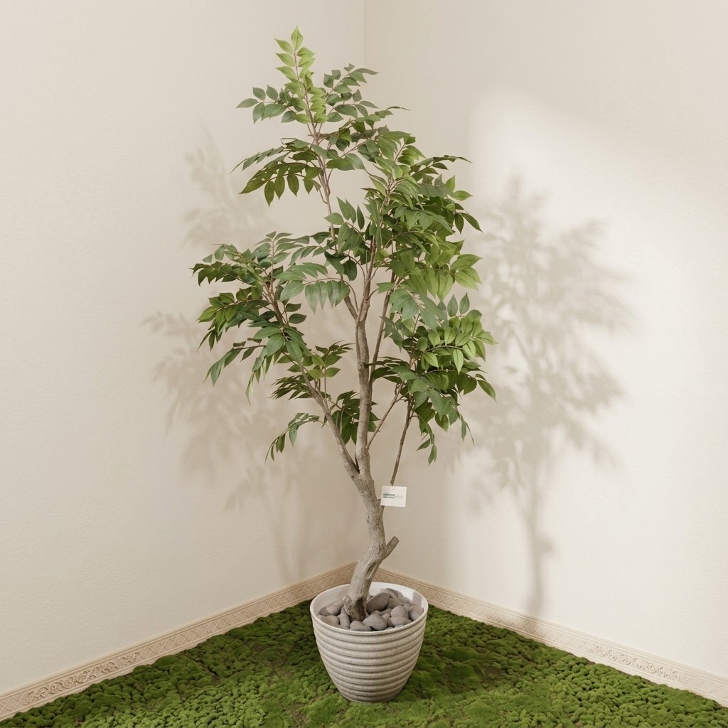 (5 Ft) Artificial Autumn Minimalist Sumac Tree (Green) (Without Pot)