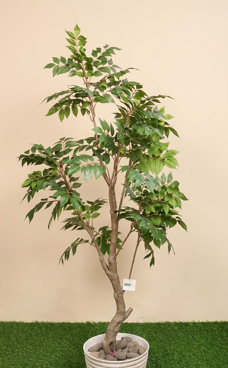 (5 Ft) Artificial Autumn Minimalist Sumac Tree (Green) (Without Pot)