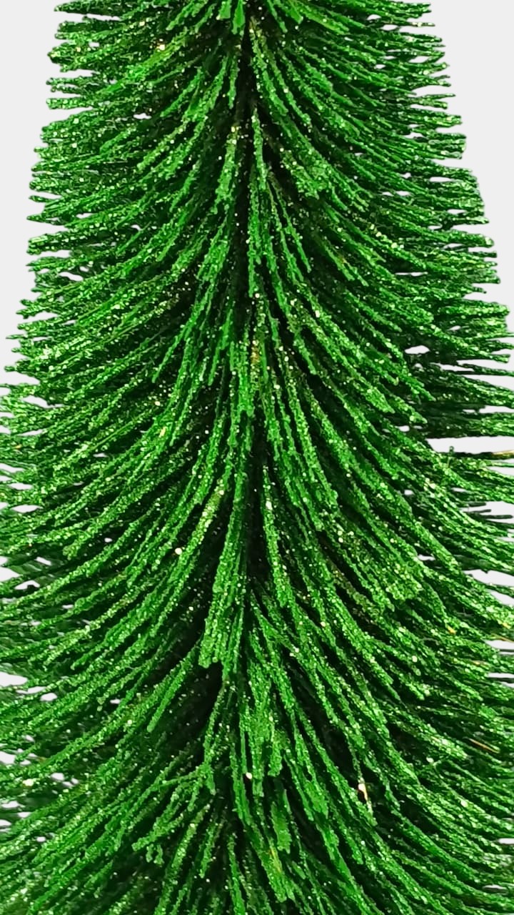 (8 Inch) Christmas Tree Glitter Miniature with Wooden Base