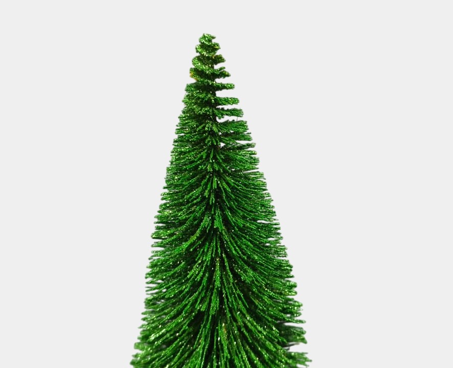 (8 Inch) Christmas Tree Glitter Miniature with Wooden Base