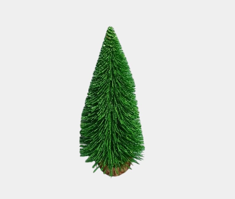 (8 Inch) Christmas Tree Glitter Miniature with Wooden Base