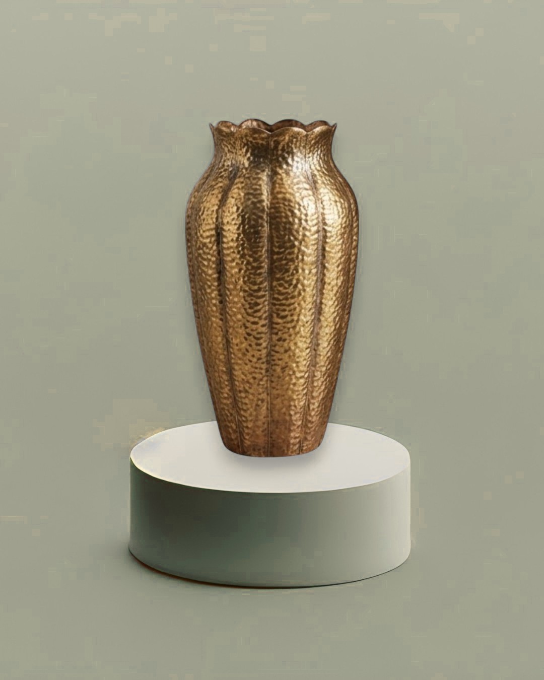 Antique Gold Hammered Iron Vases (Set of 2)