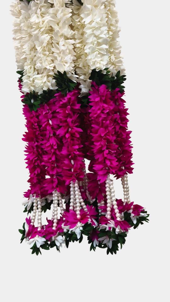 Artificial Dark Pink Flower Garland Hangings (4 Feet)
