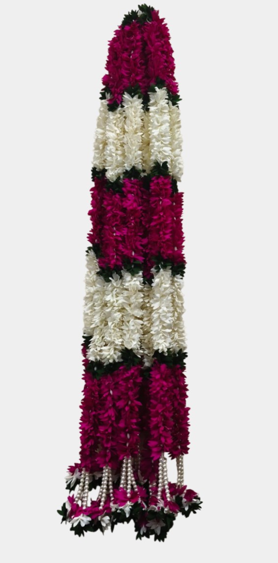 Artificial Dark Pink Flower Garland Hangings (4 Feet)