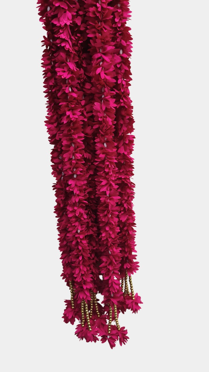 Artificial Dark Pink Flowers Garland Wall Hanging (5.5 Feet 10 Pcs)