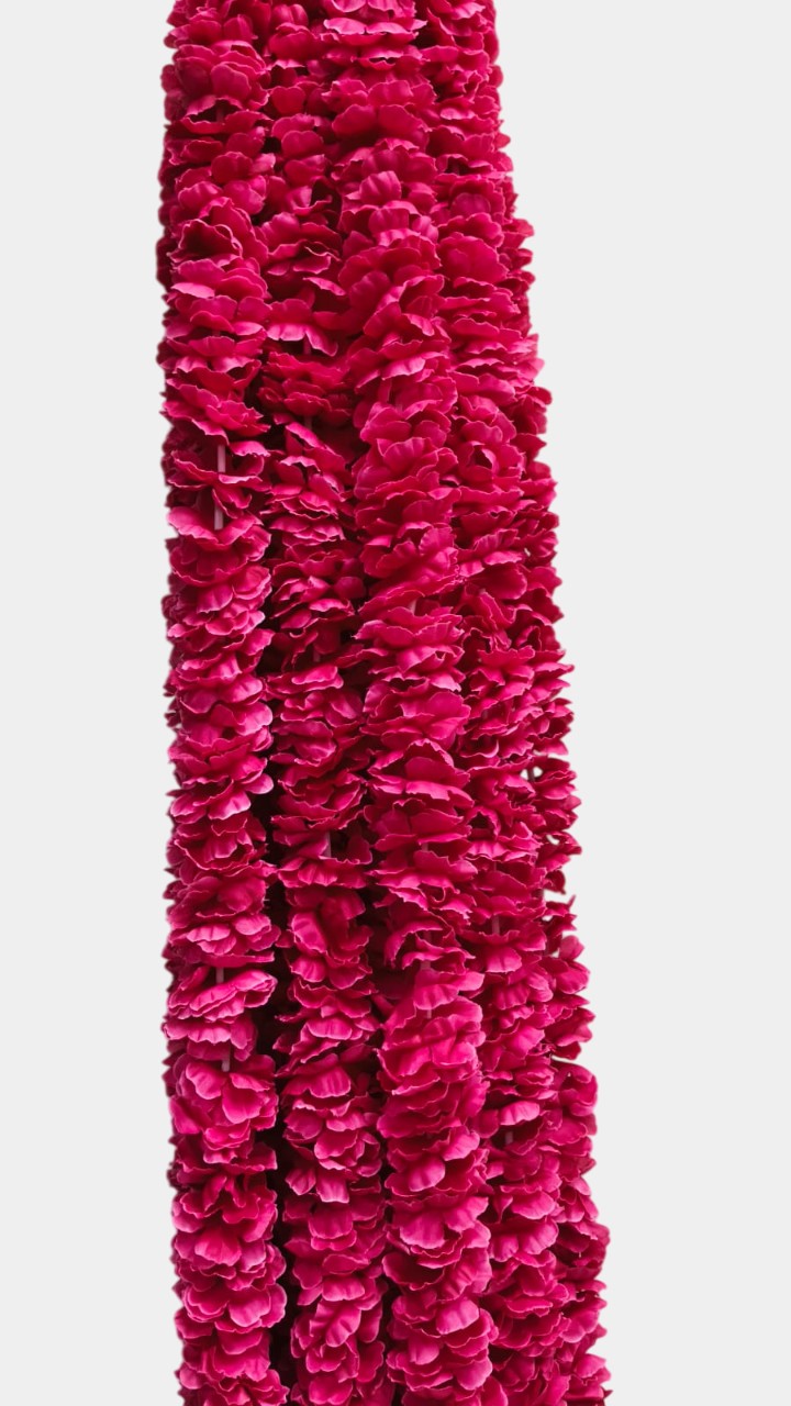 Artificial Dark Pink Garland Flower Wall Hangings (5 Feet 12 Pcs)