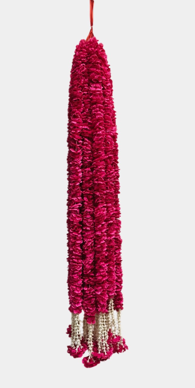 Artificial Dark Pink Garland Flower Wall Hangings (5 Feet 12 Pcs)