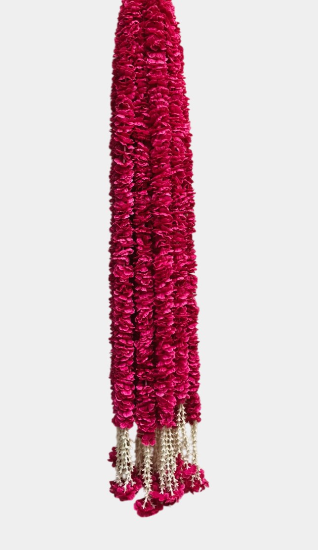 Artificial Dark Pink Garland Flower Wall Hangings (5 Feet 12 Pcs)
