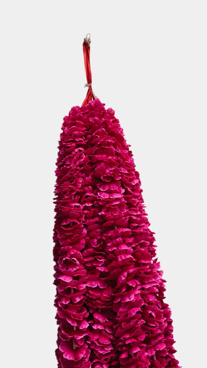 Artificial Dark Pink Garland Flower Wall Hangings (5 Feet 12 Pcs)