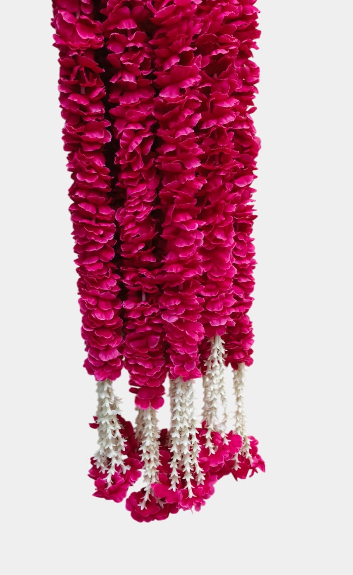 Artificial Dark Pink Garland Flower Wall Hangings (5 Feet 12 Pcs)