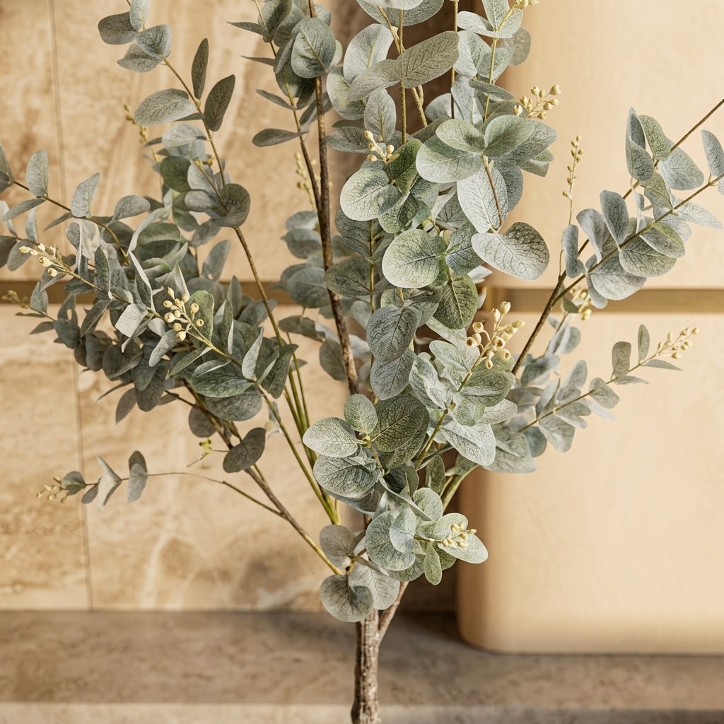 Artificial Eucalyptus Topiary Tree Plant in Black Pot (5 Ft)