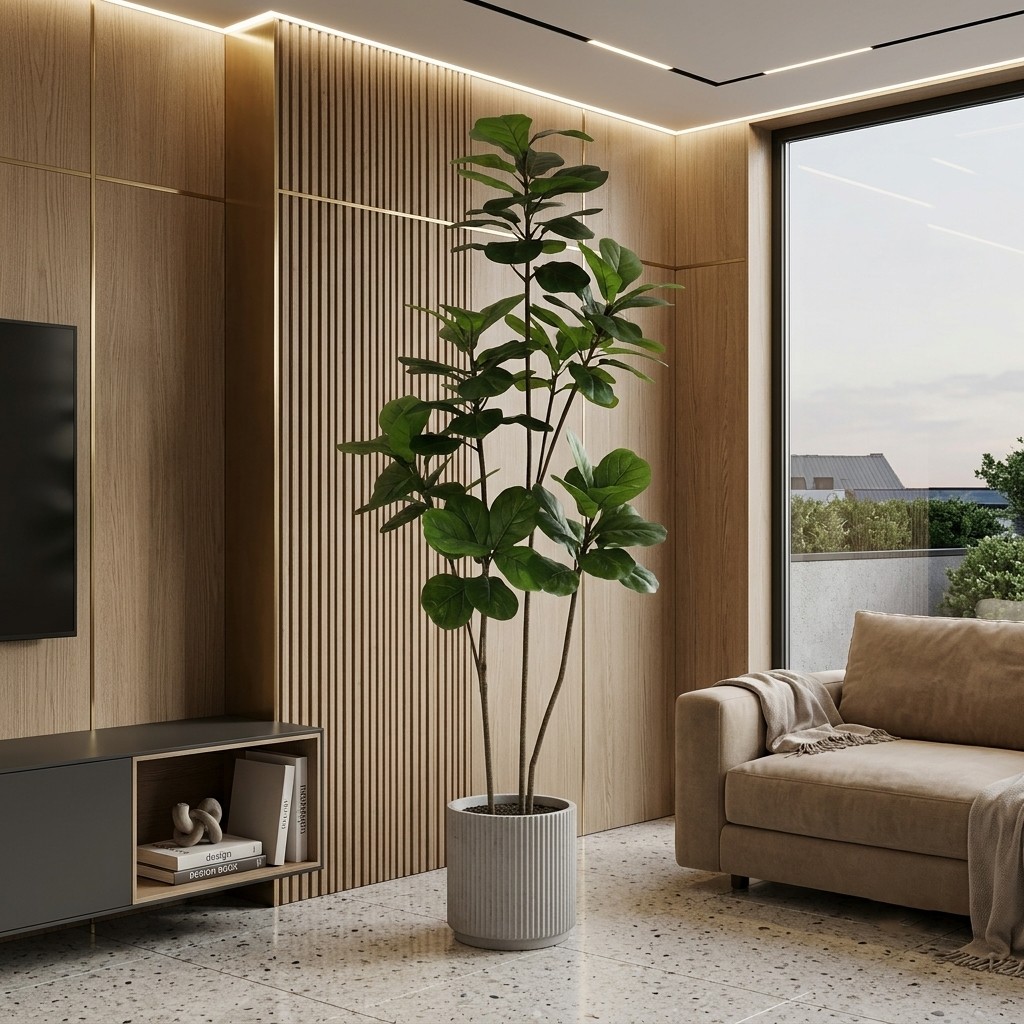 Artificial Fiddle Leaf Fig Plant 6ft (Without Pot)