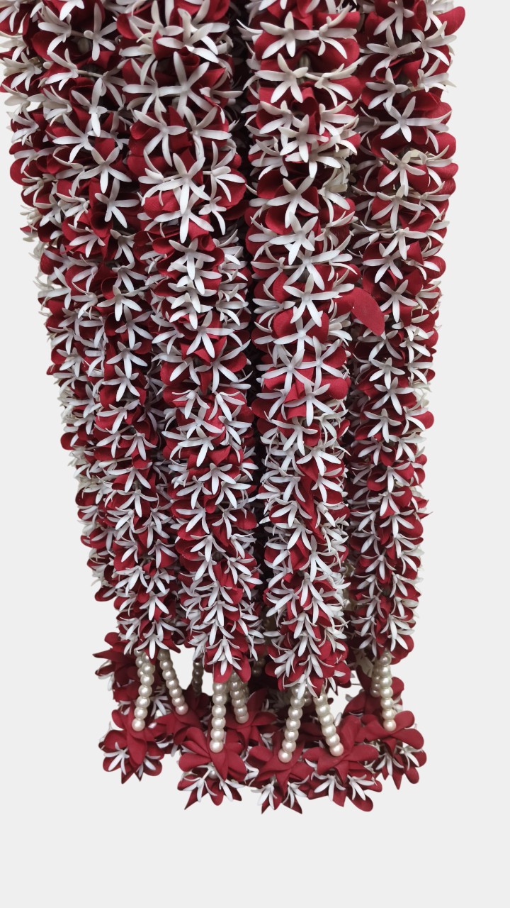Artificial Flower Maroon Garland Toran Wall Hangings (5.5 Feet, 10 Pcs)