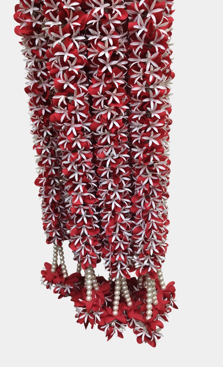 Artificial Flower Red Garland Toran Wall Hangings (5.5 Feet, 10 Pcs)