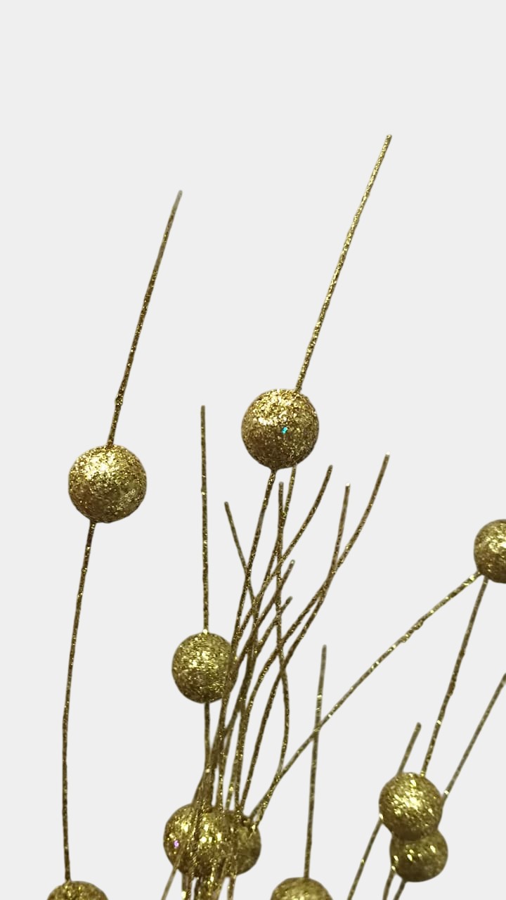 Artificial Golden Glitter Berry Sticks