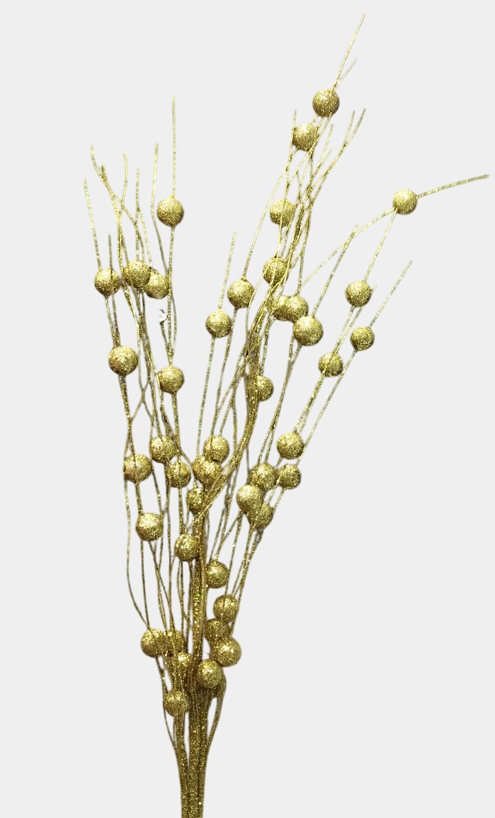 Artificial Golden Glitter Berry Sticks