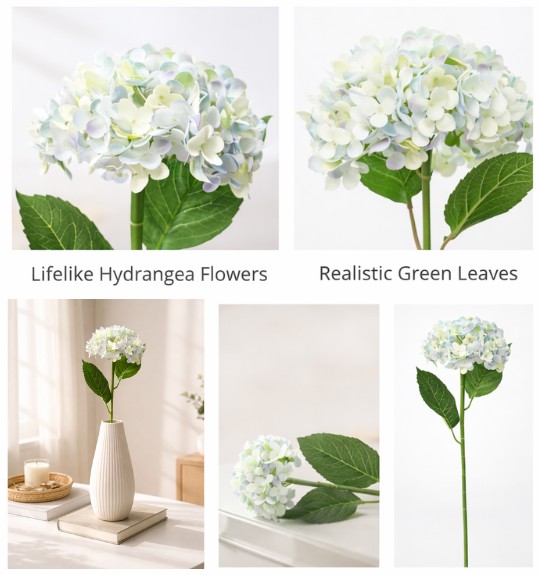 Artificial Light Blue Hydrangea Flower Stick