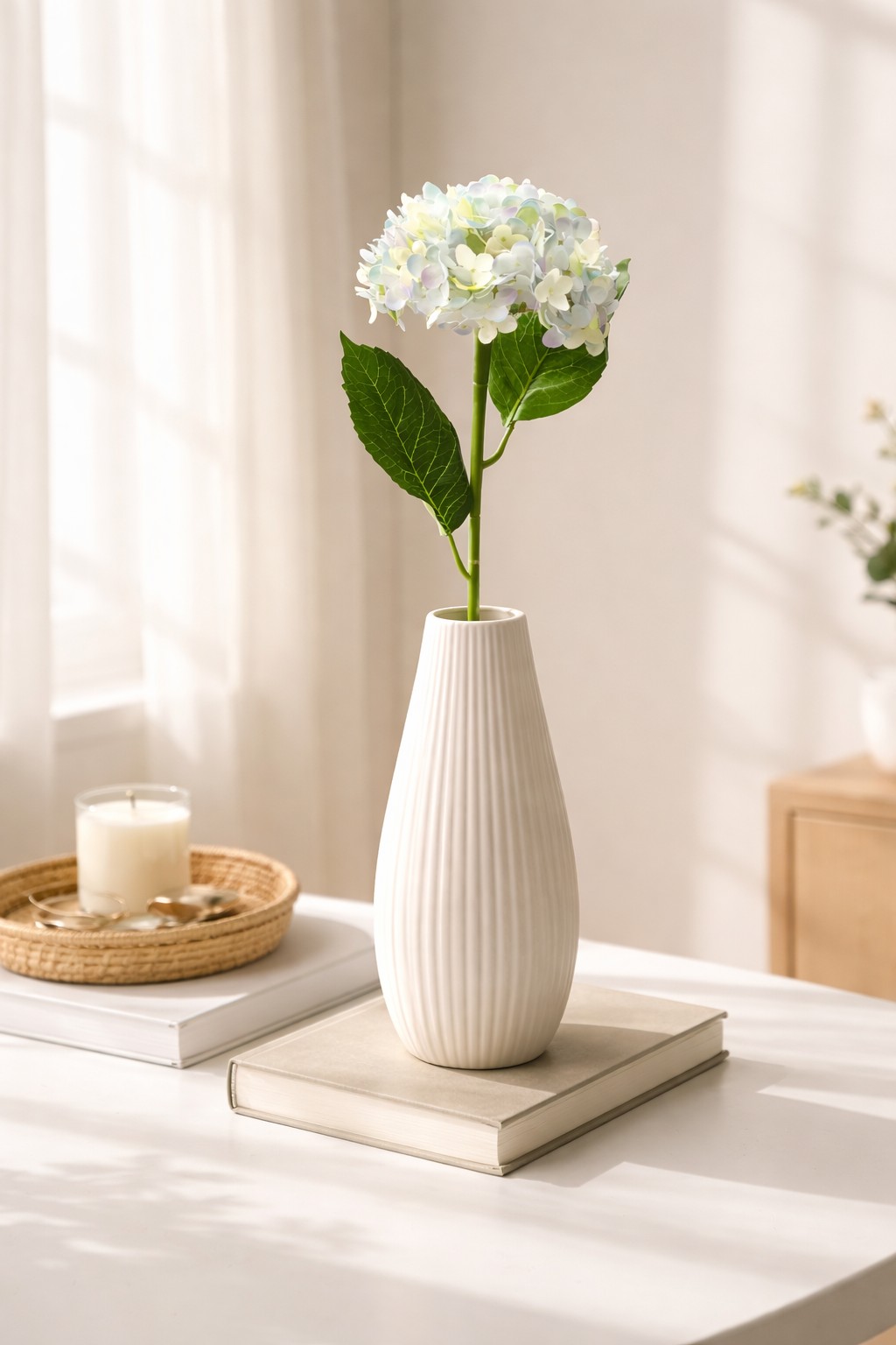 Artificial Light Blue Hydrangea Flower Stick