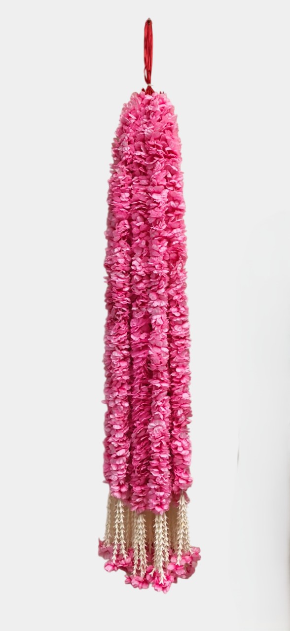 Artificial Light Pink Garland Flower Wall Hangings (5 Feet 12 Pcs)