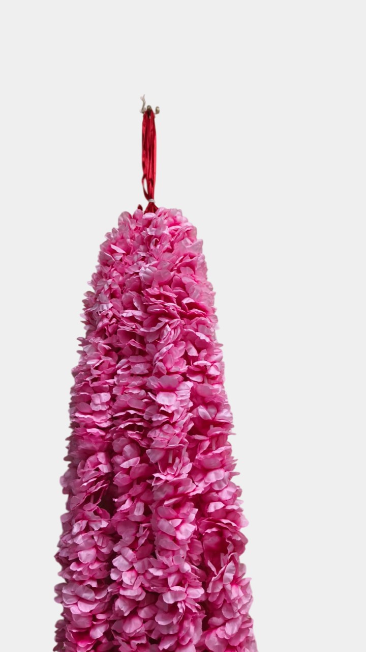 Artificial Light Pink Garland Flower Wall Hangings (5 Feet 12 Pcs)