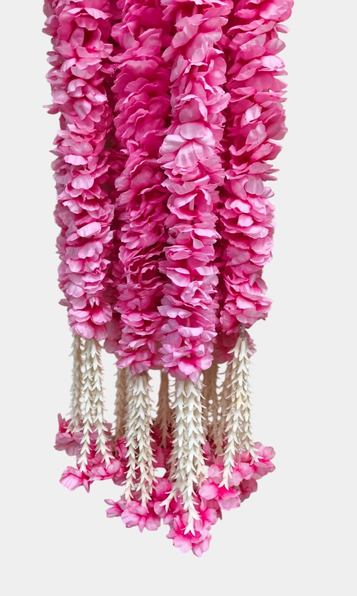 Artificial Light Pink Garland Flower Wall Hangings (5 Feet 12 Pcs)